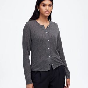 NWT Madewell Heather Gray Wool-Blend Crewneck Cardigan (size Small)